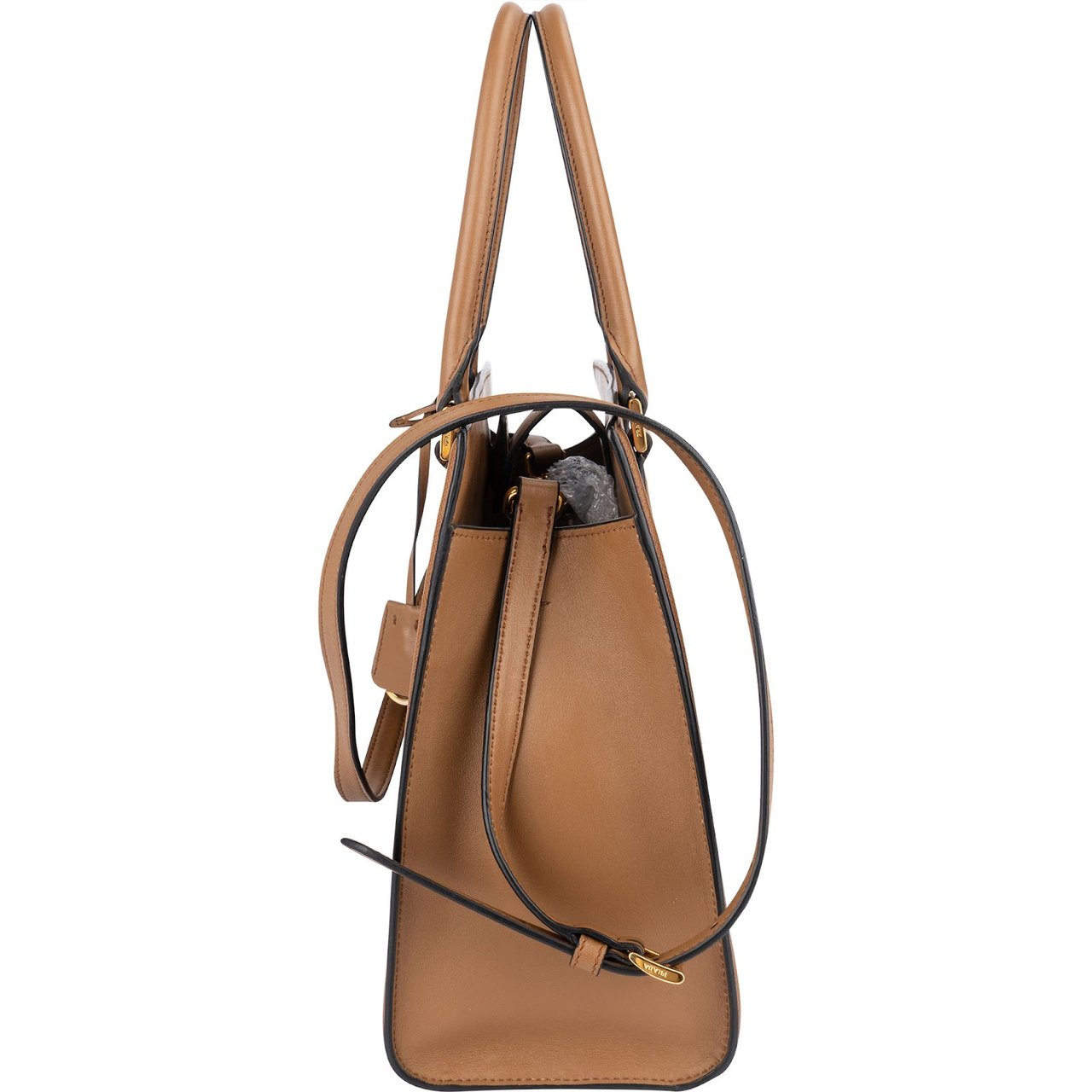 Prada Prada Brown Saffiano and Calf Leather 2Way Handbag Bruin