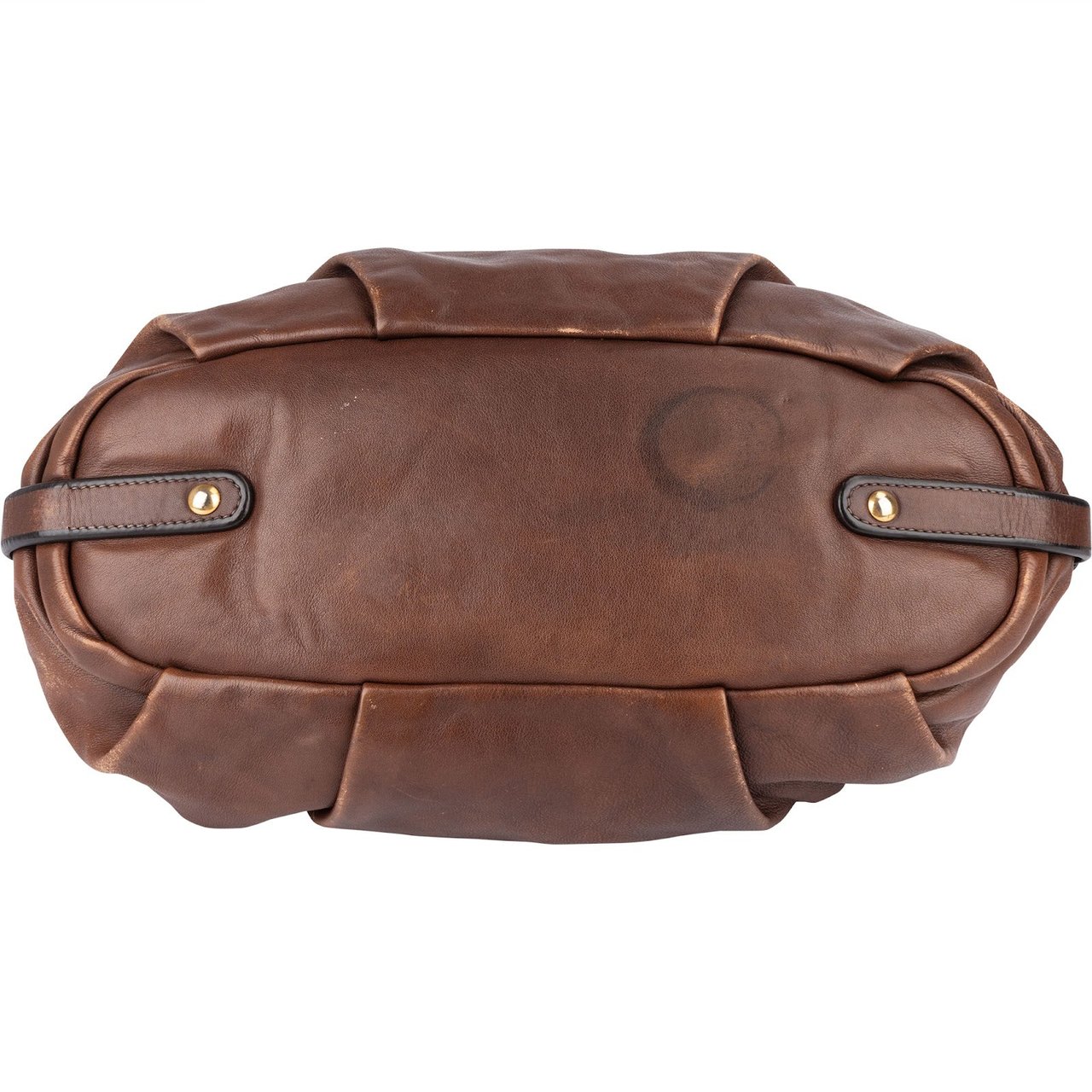 Prada Prada Brown Vitello Daino Satchel Handbag Bruin