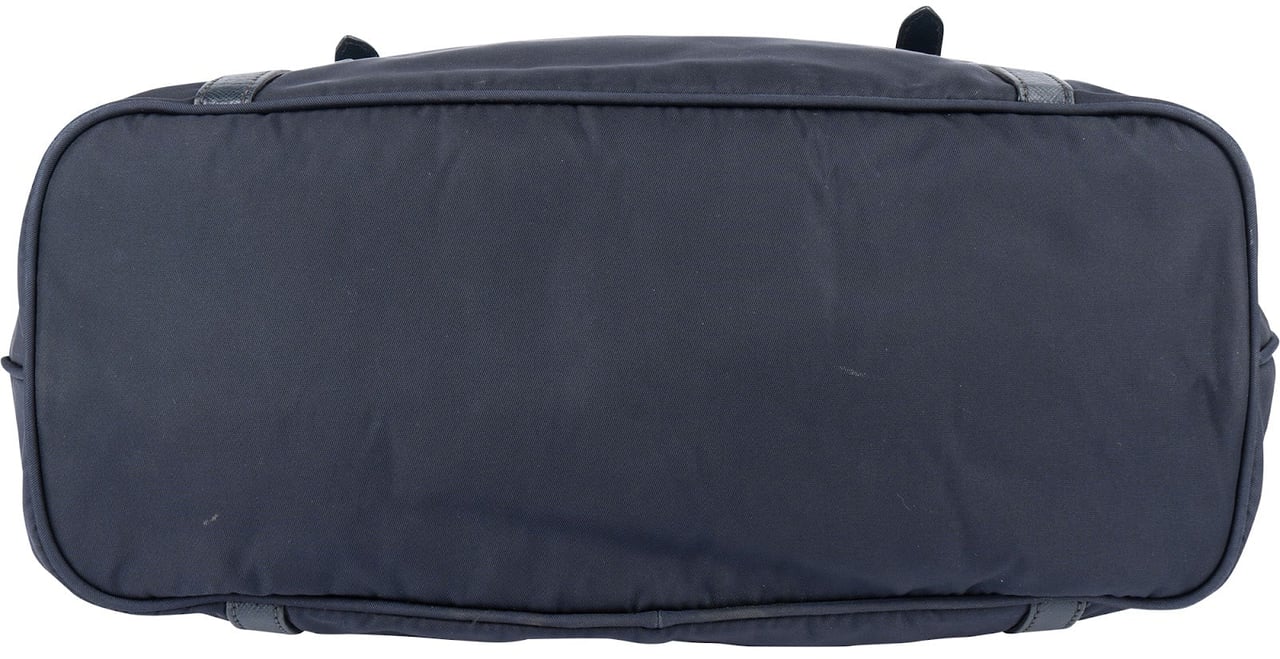 Prada Tessuto Saffiano Leather Tote Shoulder Bag Navy