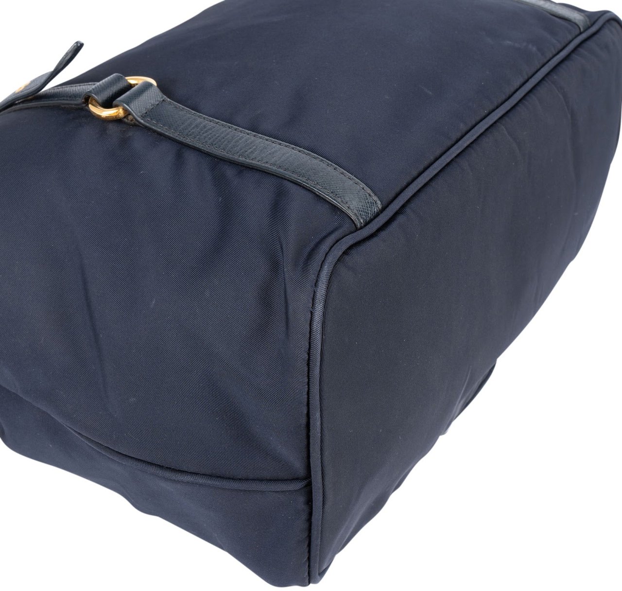 Prada Tessuto Saffiano Leather Tote Shoulder Bag Navy