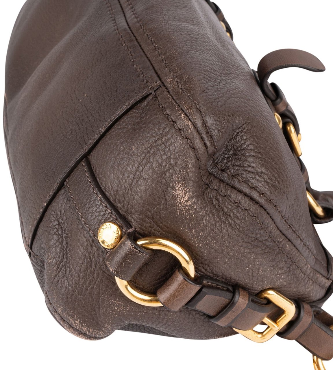 Prada Prada Vitello Daino Bauletto Handbag Bruin