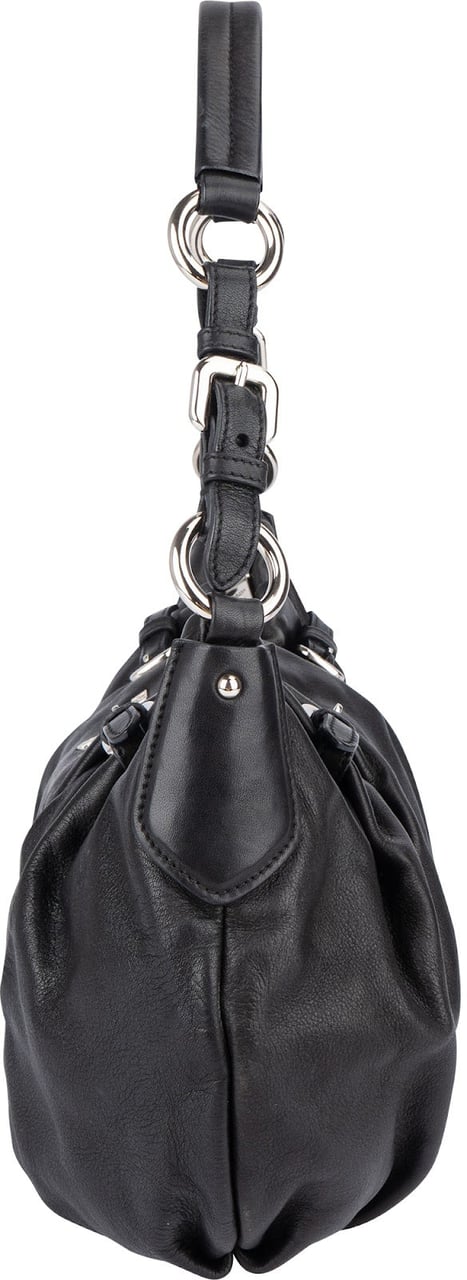 Prada Nappa Leather Gaufre Hobo Shoulder Bag Zwart