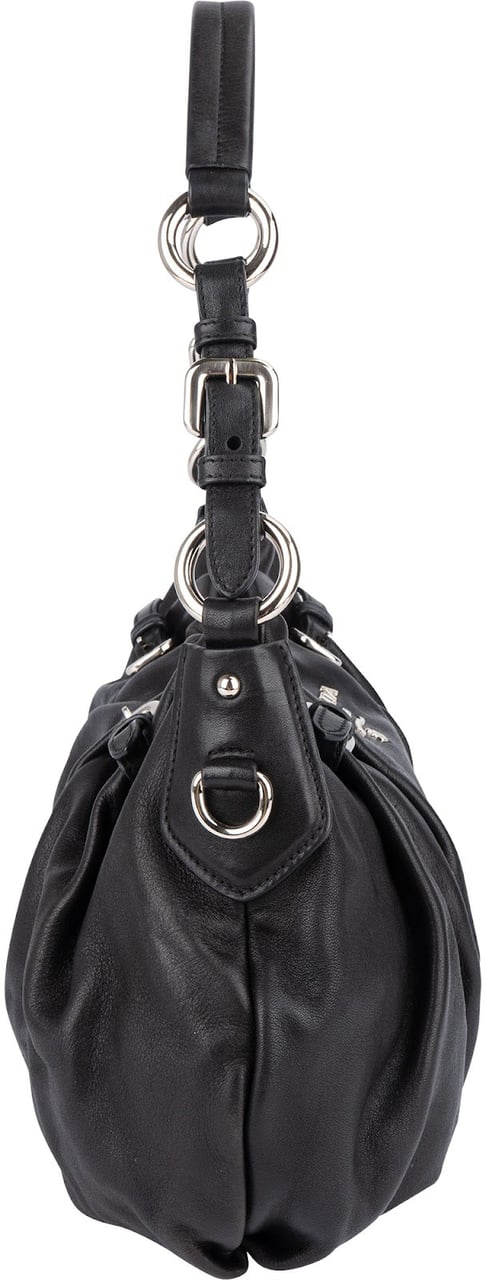 Prada Prada Nappa Leather Gaufre Hobo Shoulder Bag Zwart