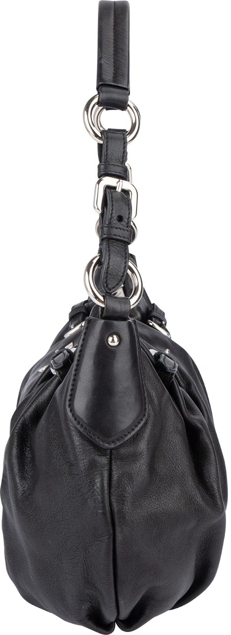 Prada Prada Nappa Leather Gaufre Hobo Shoulder Bag Zwart