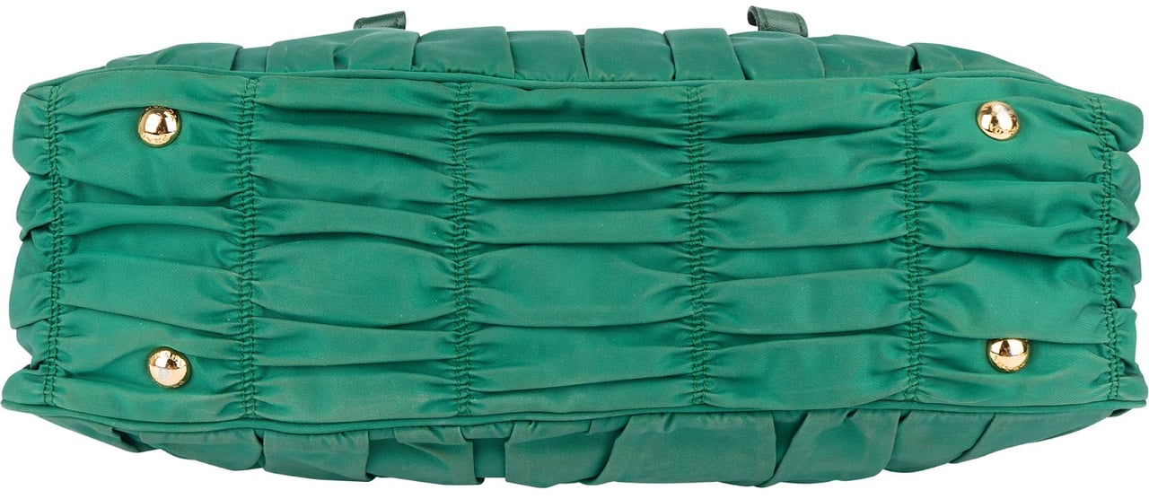 Prada Prada Quilted Nylon City Handbag Groen