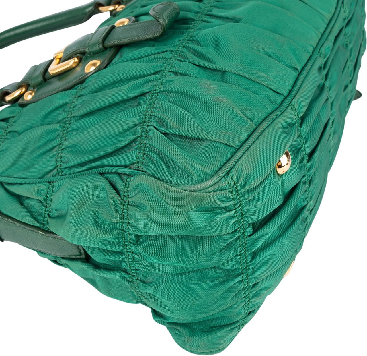 Prada Prada Quilted Nylon City Handbag Groen