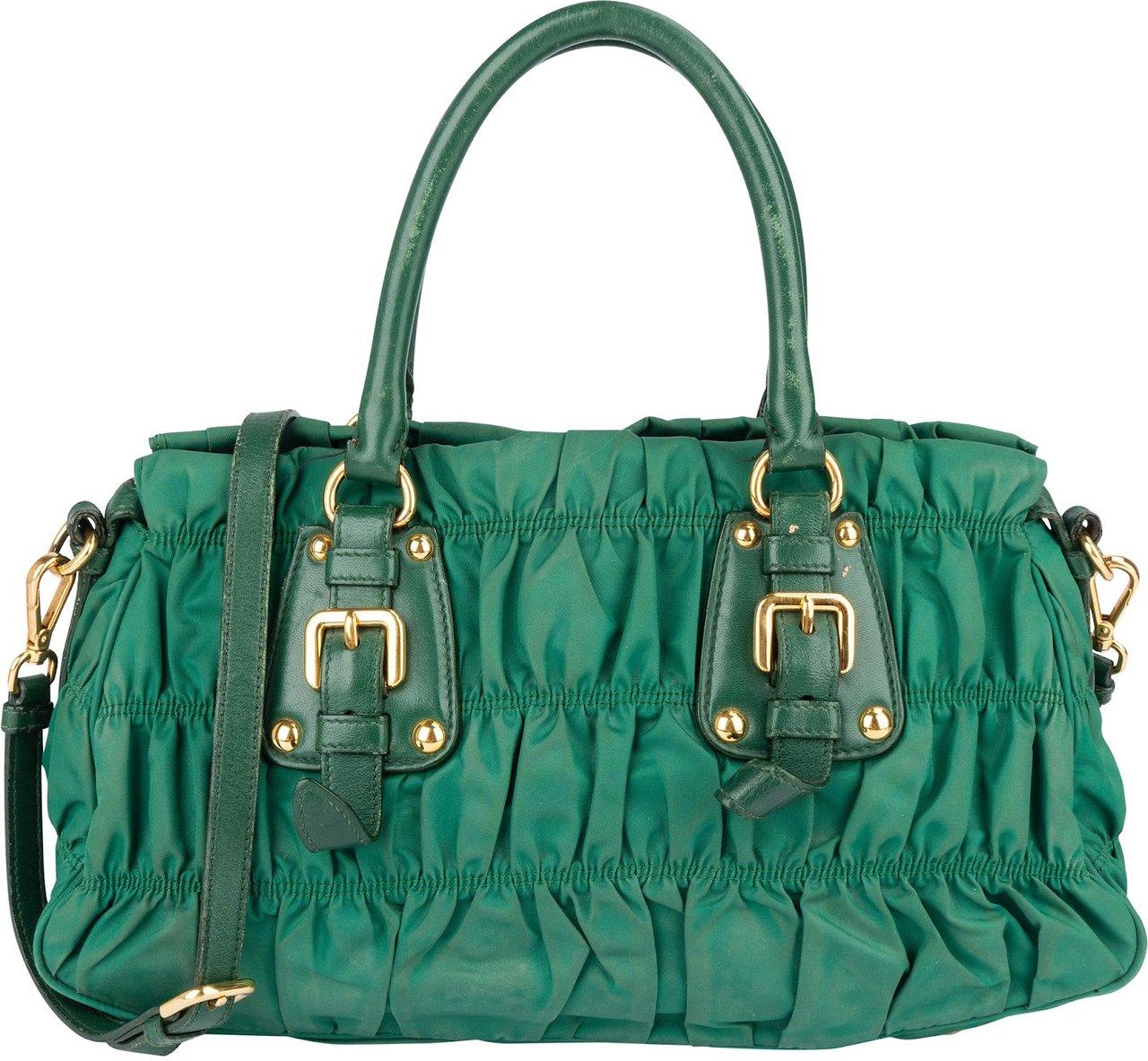 Prada Prada Quilted Nylon City Handbag Groen