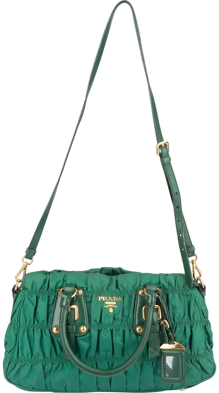 Prada Prada Quilted Nylon City Handbag Groen