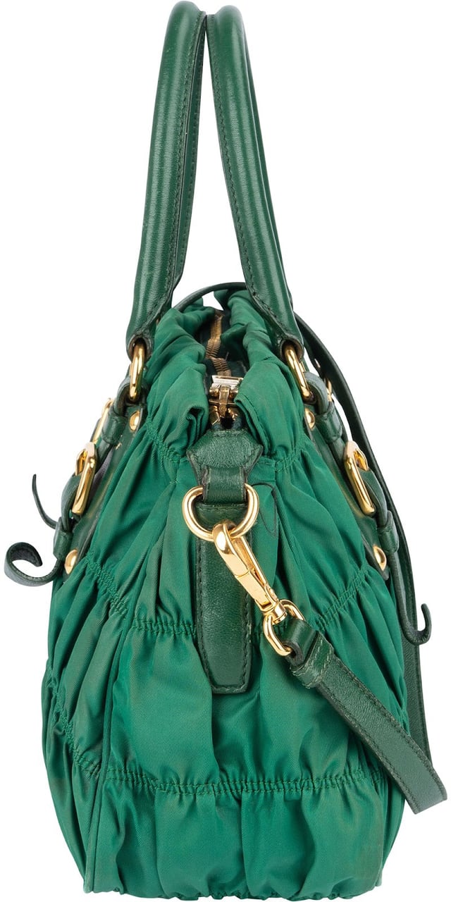 Prada Prada Quilted Nylon City Handbag Groen