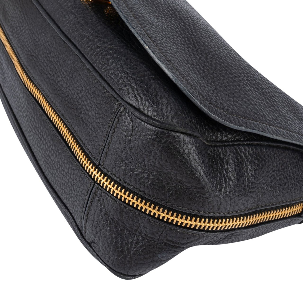 Prada Prada Vitello Daino Flap Hobo Shoulder Bag Zwart