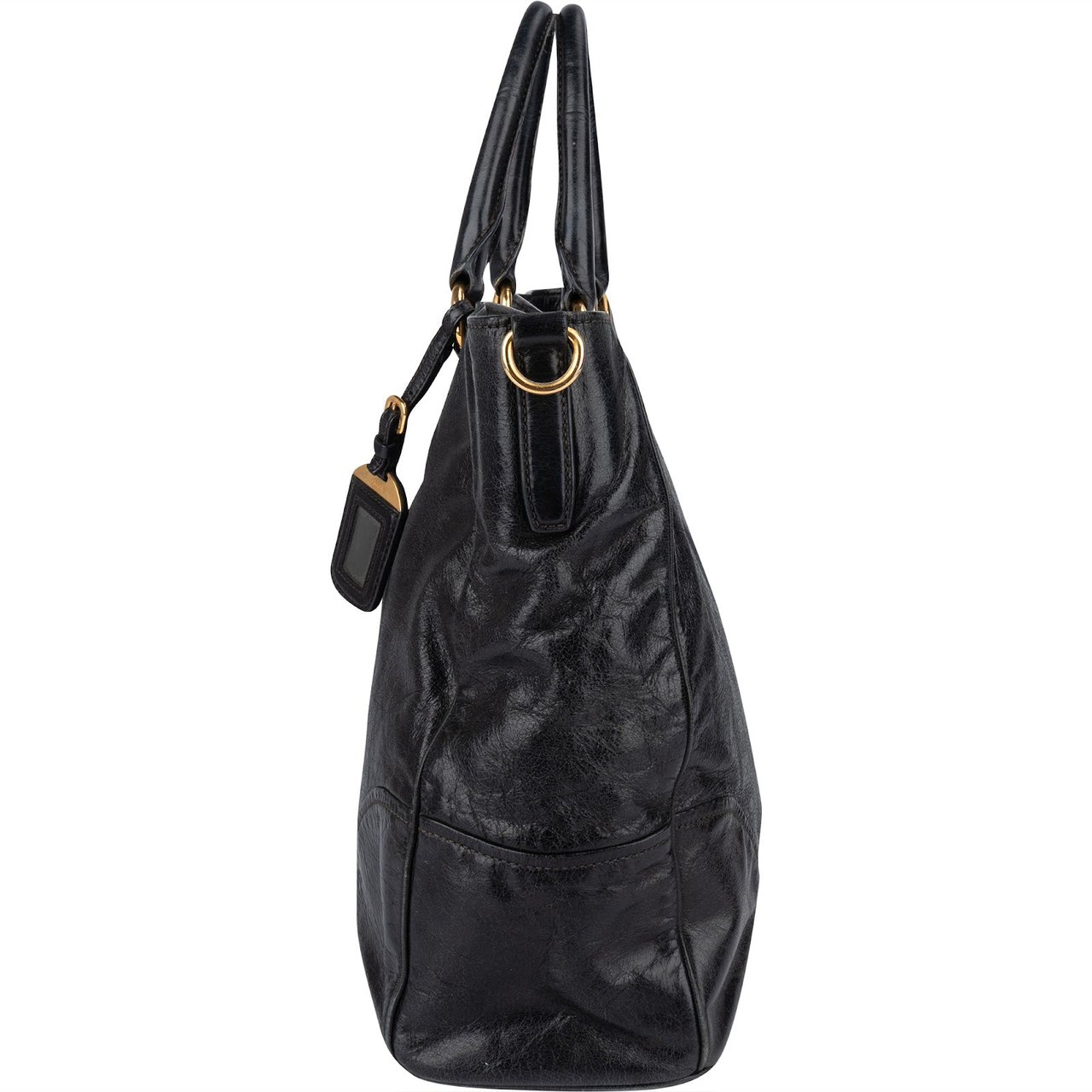Prada Prada Vitello Shine Leather Handbag Zwart