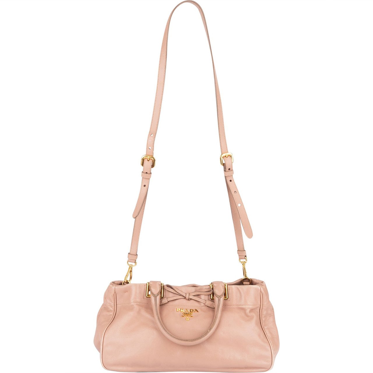 Prada Prada Pink Vitello Daino Bow Handbag Rood