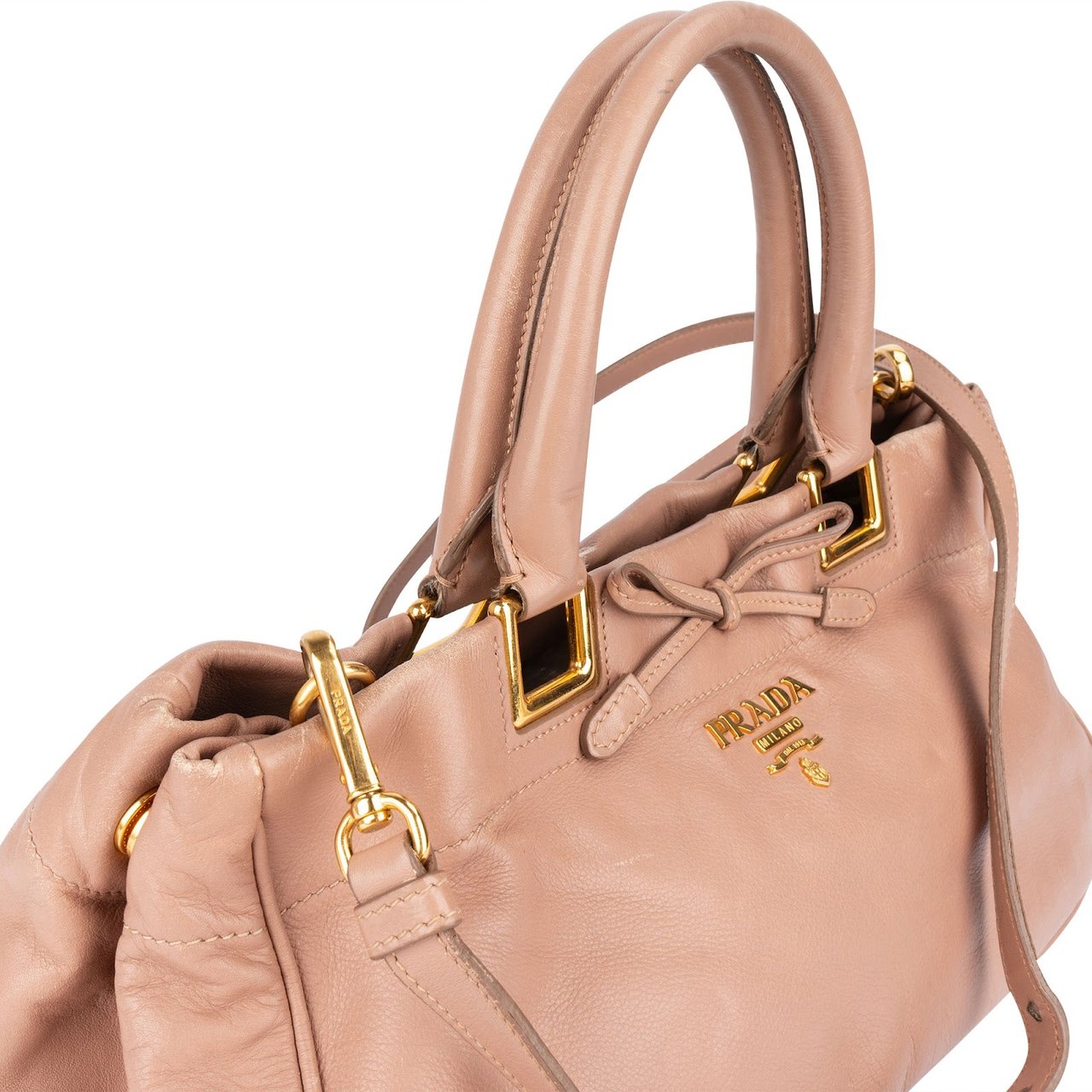Prada Prada Pink Vitello Daino Bow Handbag Rood