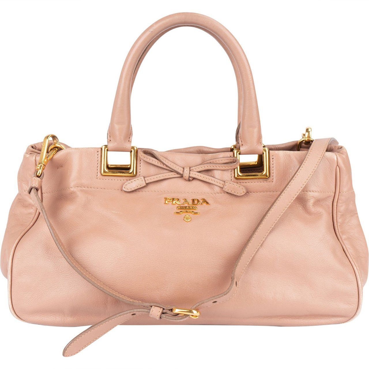 Prada Prada Pink Vitello Daino Bow Handbag Rood