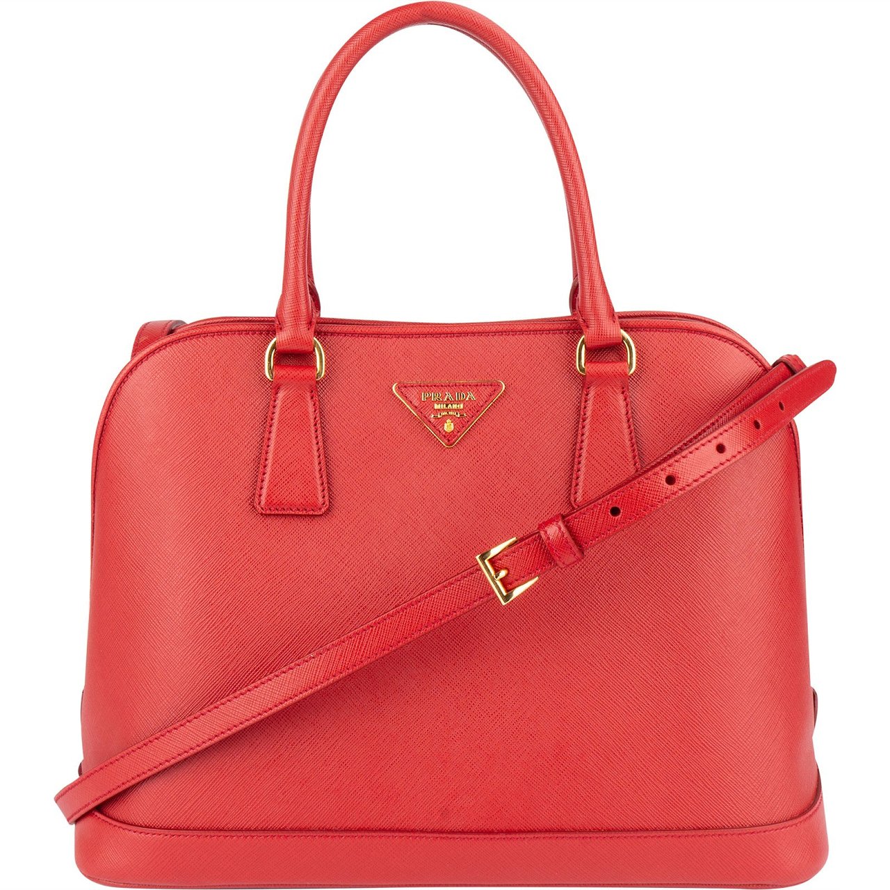 Prada Prada Red Saffiano Leather Promenade Handbag Rood