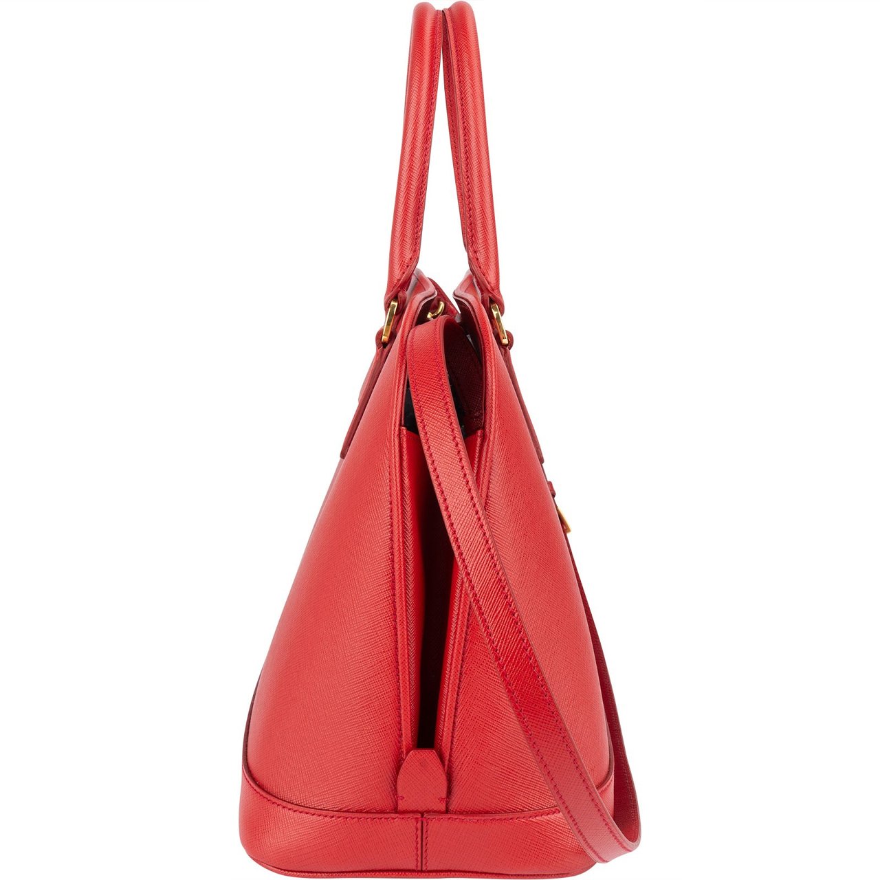 Prada Red Saffiano Leather Promenade Handbag Divers