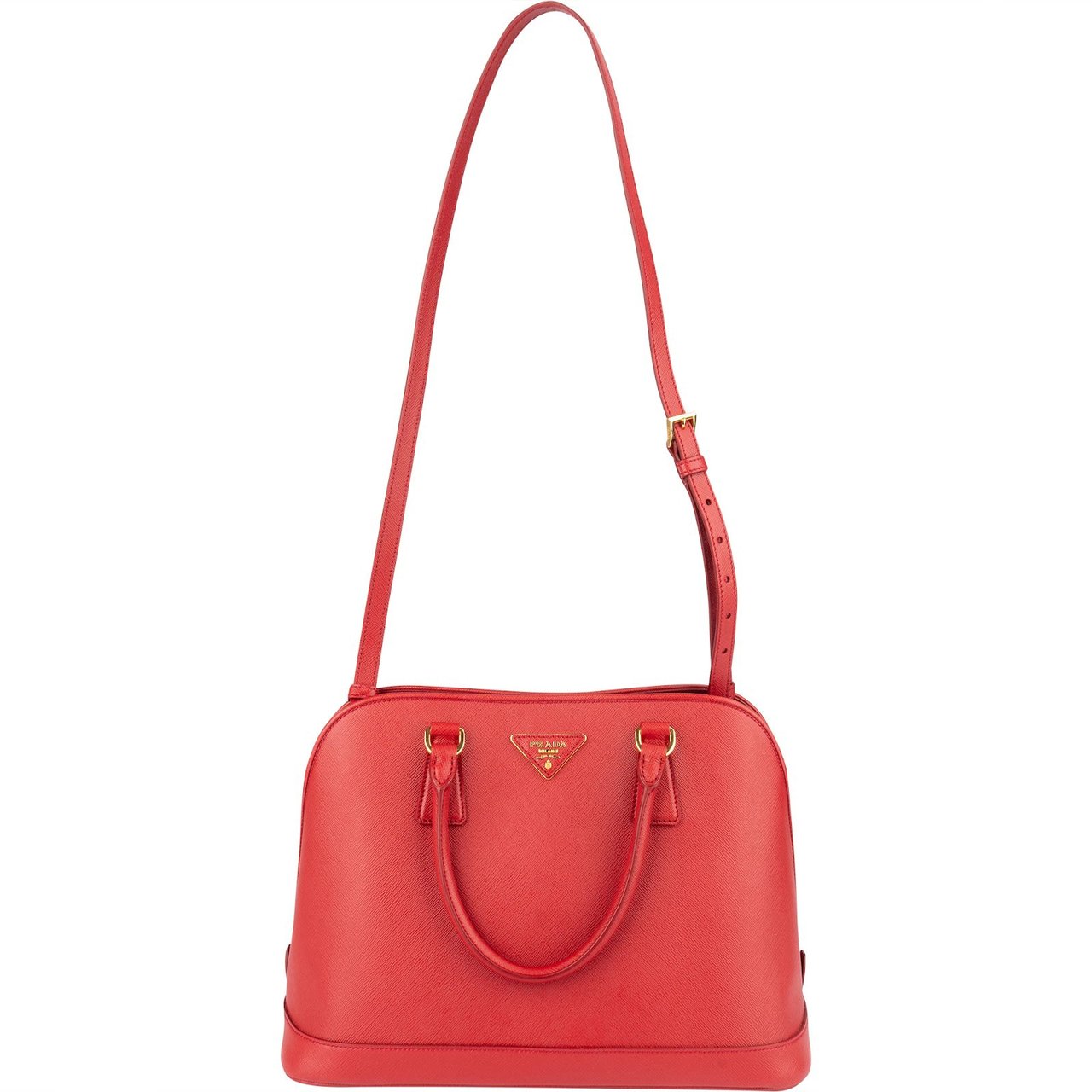 Prada Red Saffiano Leather Promenade Handbag Divers