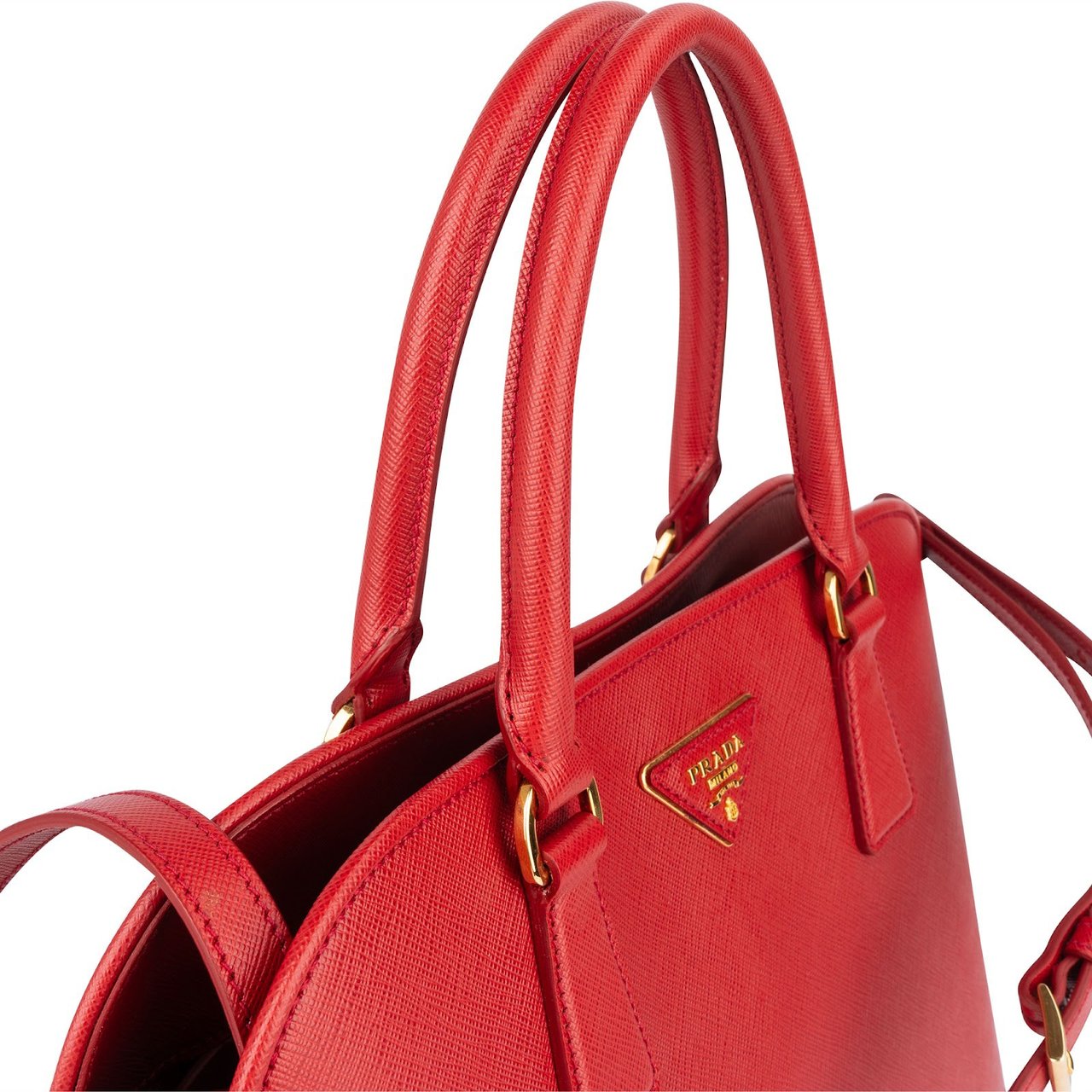 Prada Prada Red Saffiano Leather Promenade Handbag Rood