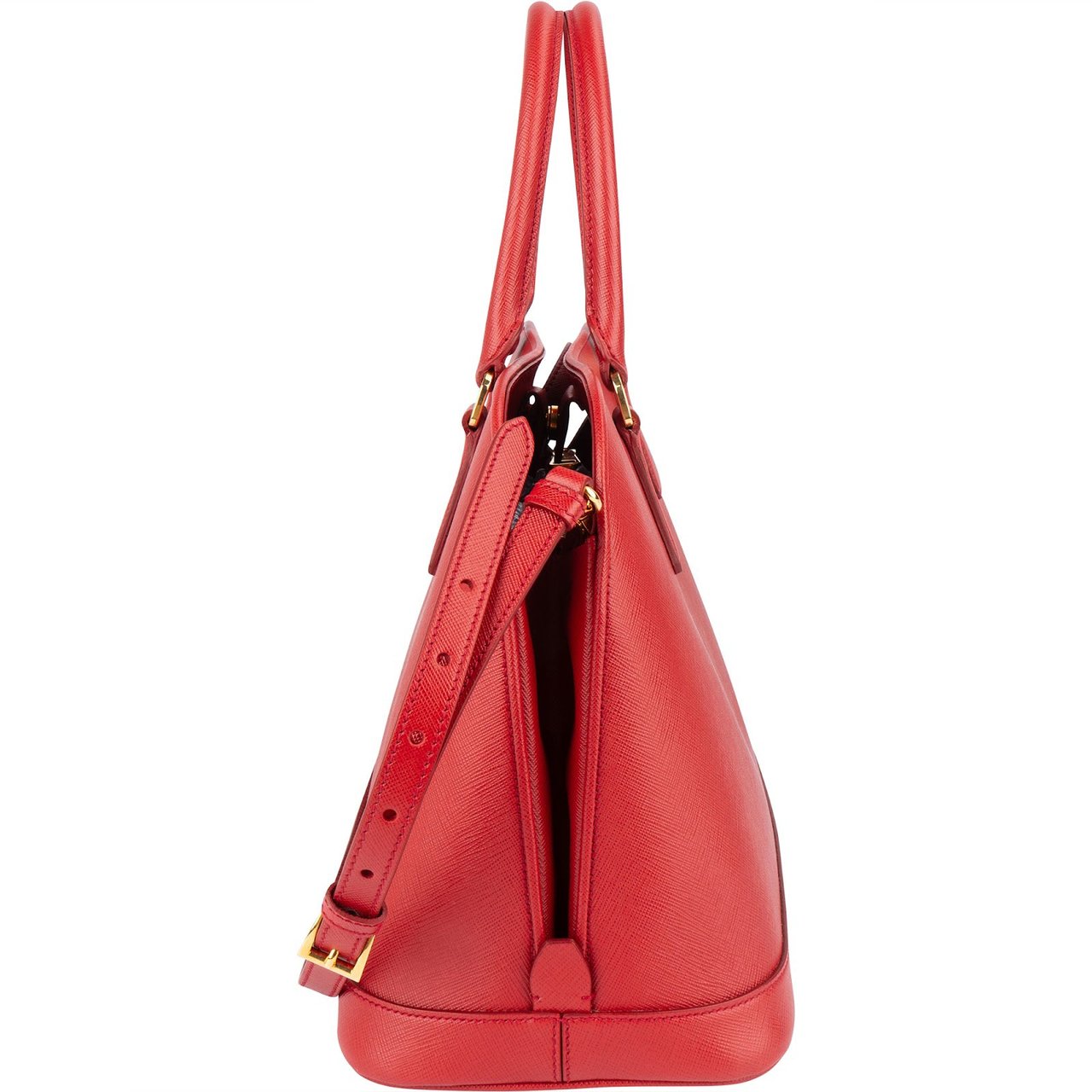 Prada Red Saffiano Leather Promenade Handbag Divers