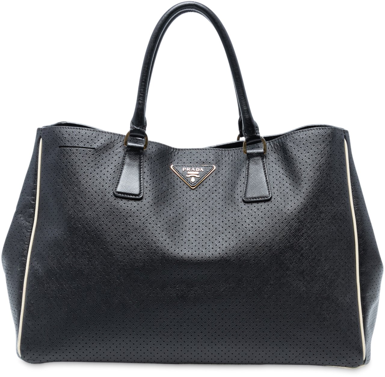 Prada Large Perforated Saffiano Lux Galleria Tote Zwart