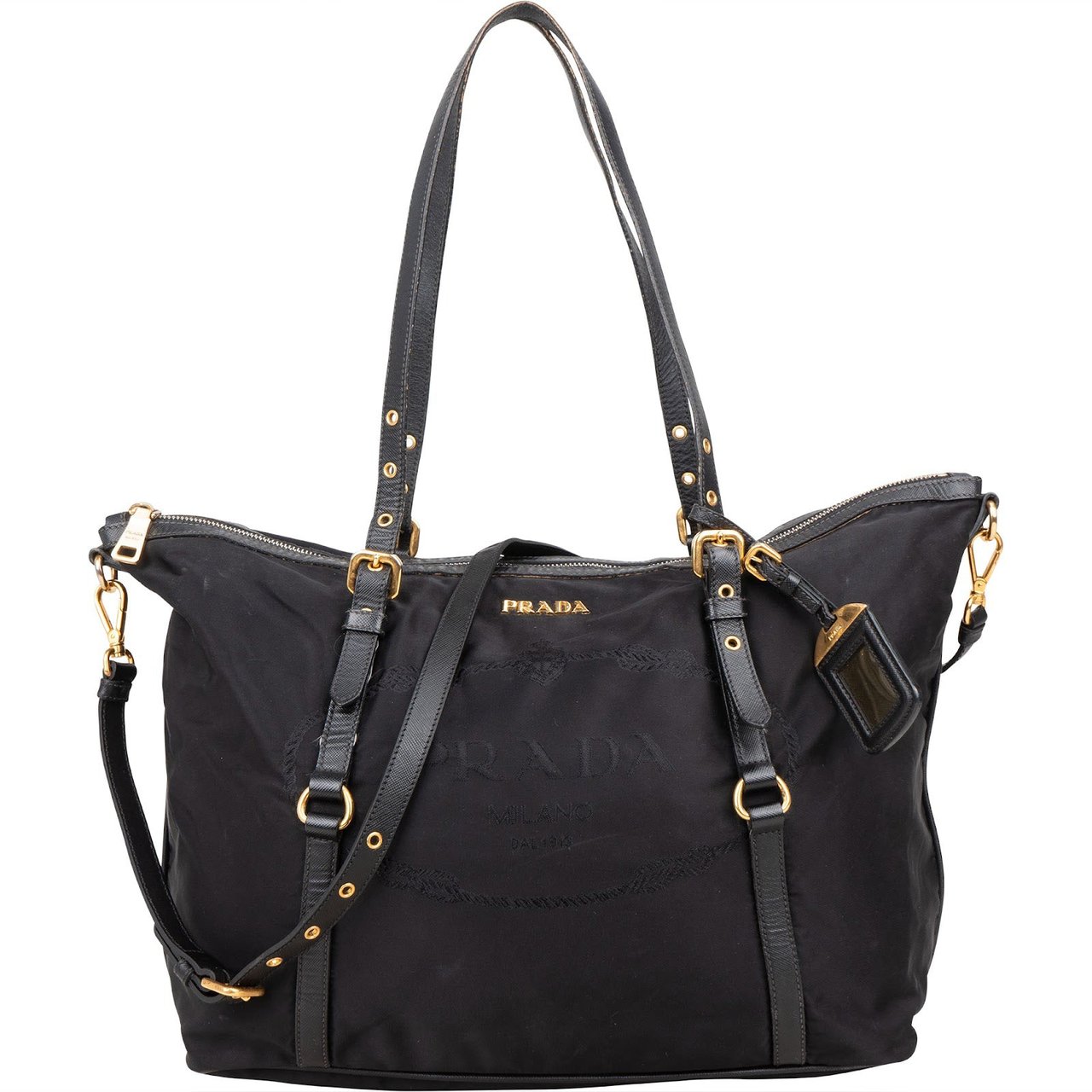 Prada Prada Tessuto Tote Shoulder Bag Zwart