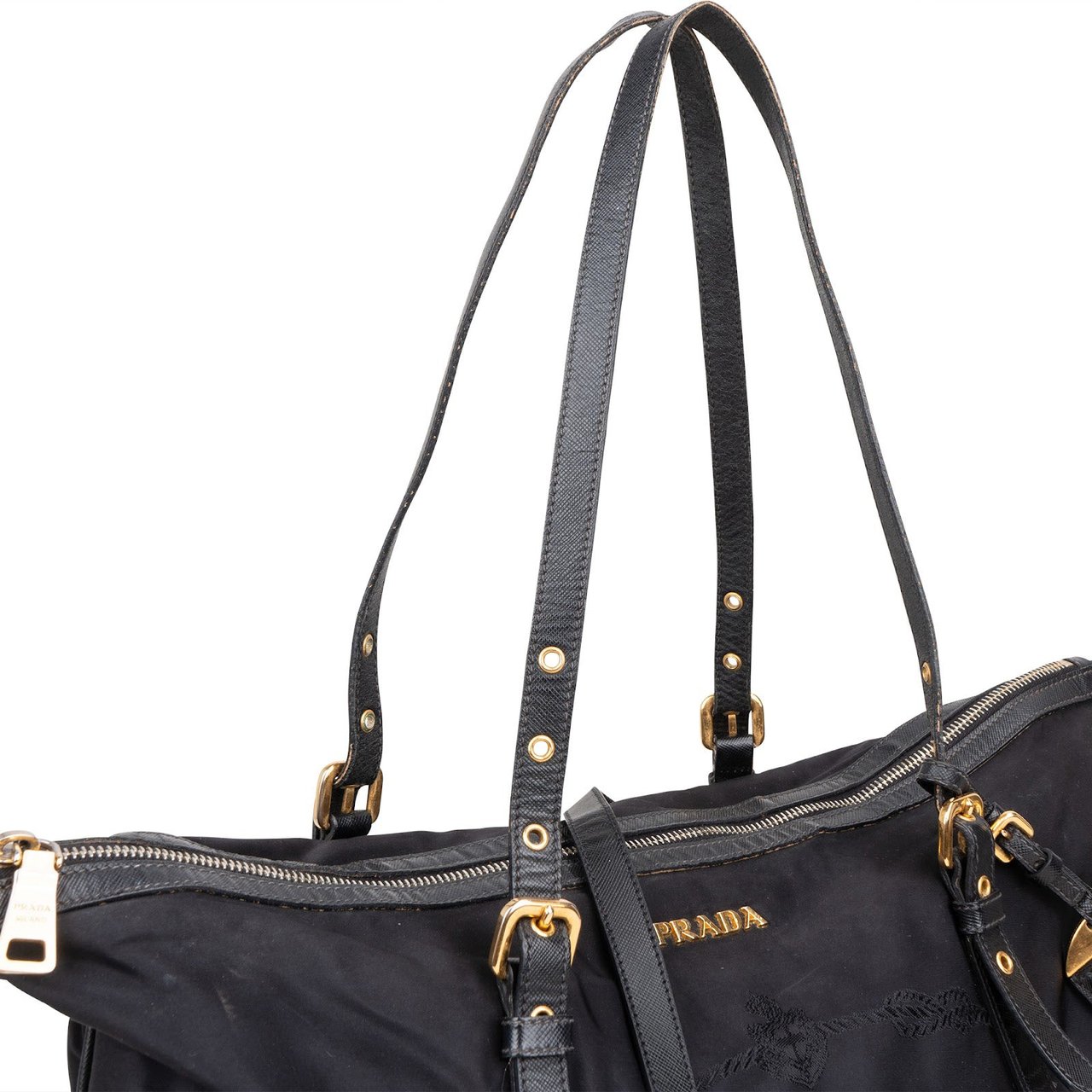 Prada Prada Tessuto Tote Shoulder Bag Zwart