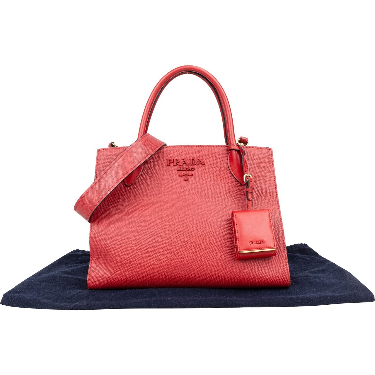 Prada Prada Saffiano Leather Tote Handbag Rood