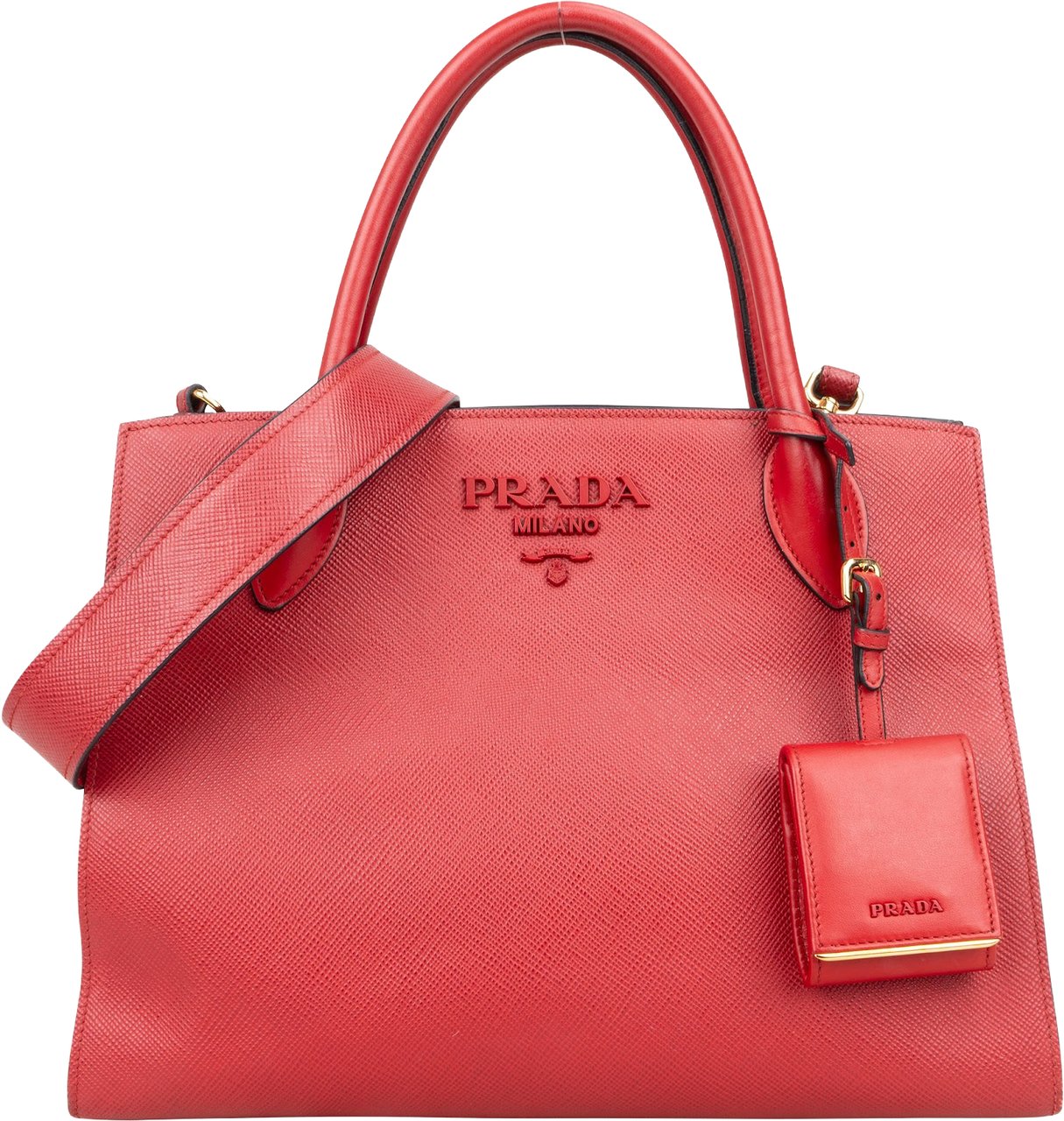 Prada Saffiano Leather Tote Handbag Rood