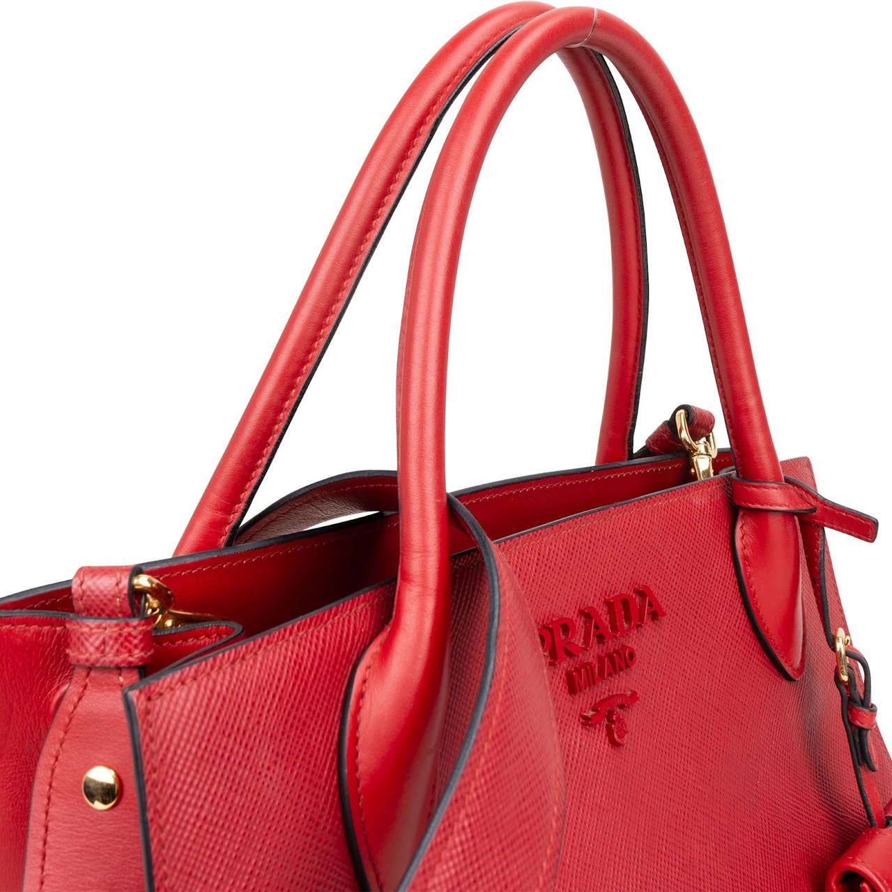Prada Prada Saffiano Leather Tote Handbag Rood