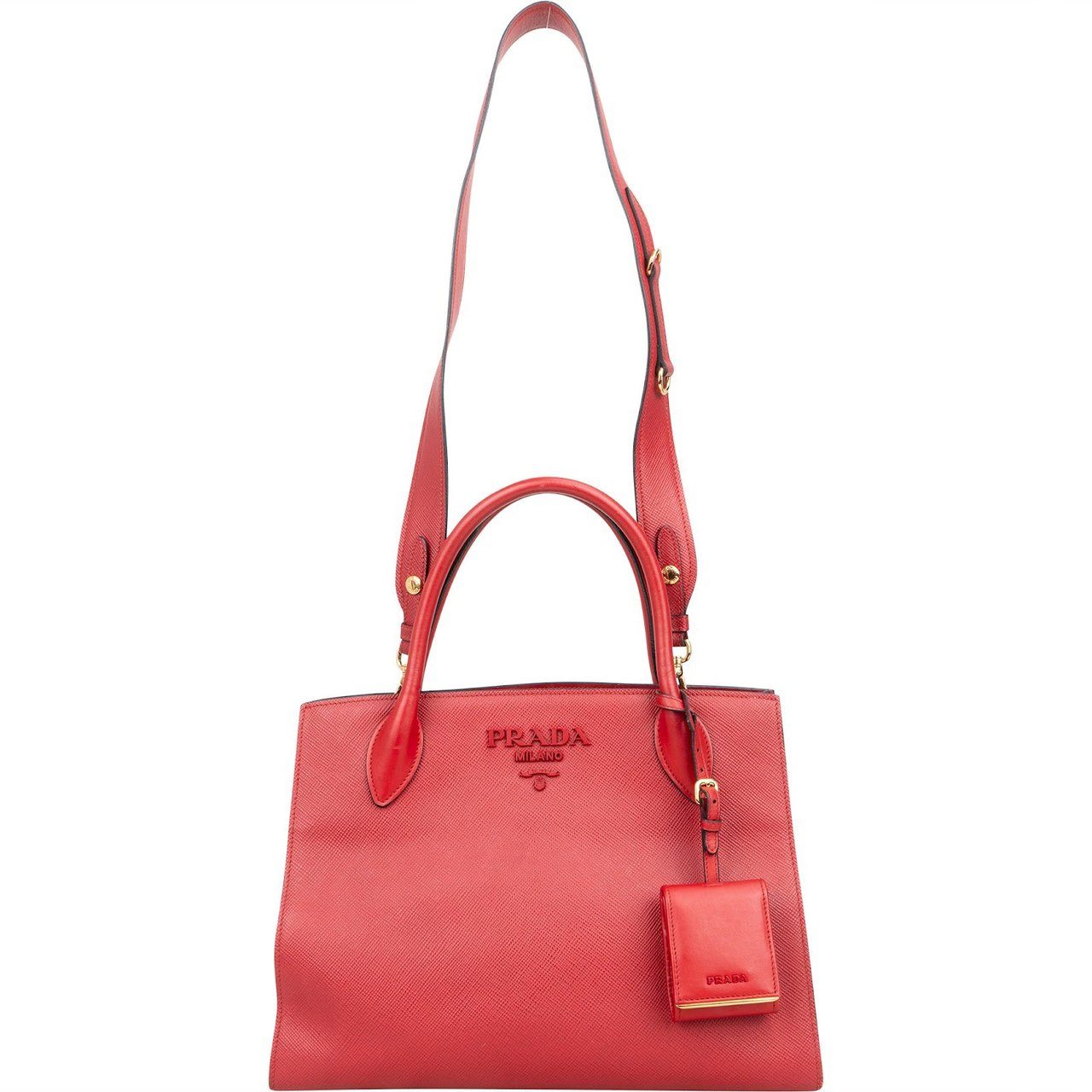 Prada Prada Saffiano Leather Tote Handbag Rood