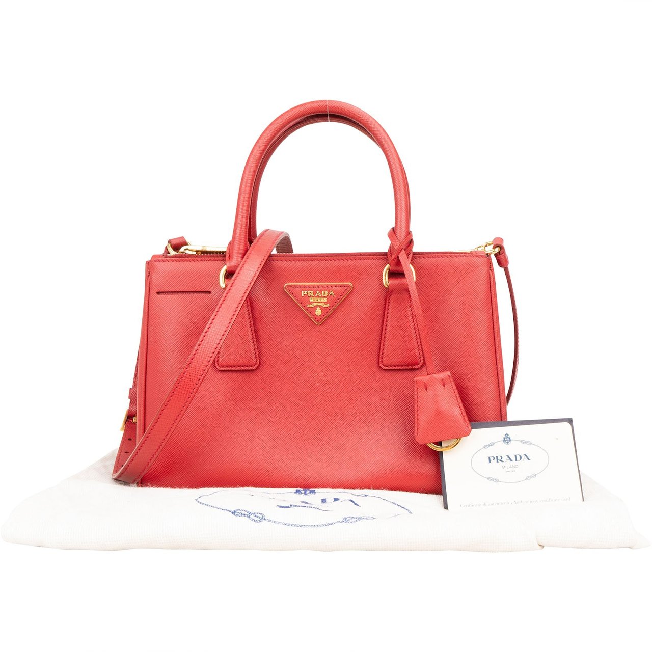 Prada Saffiano Leather Small Galleria Handbag Rood
