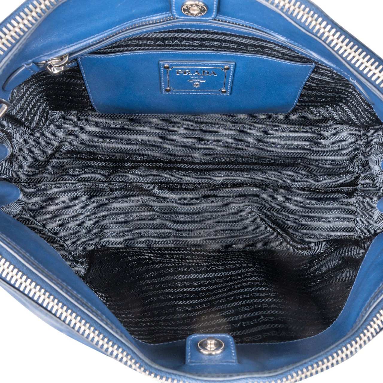 Prada Vitello Soft Leather Galleria Handbag Blauw