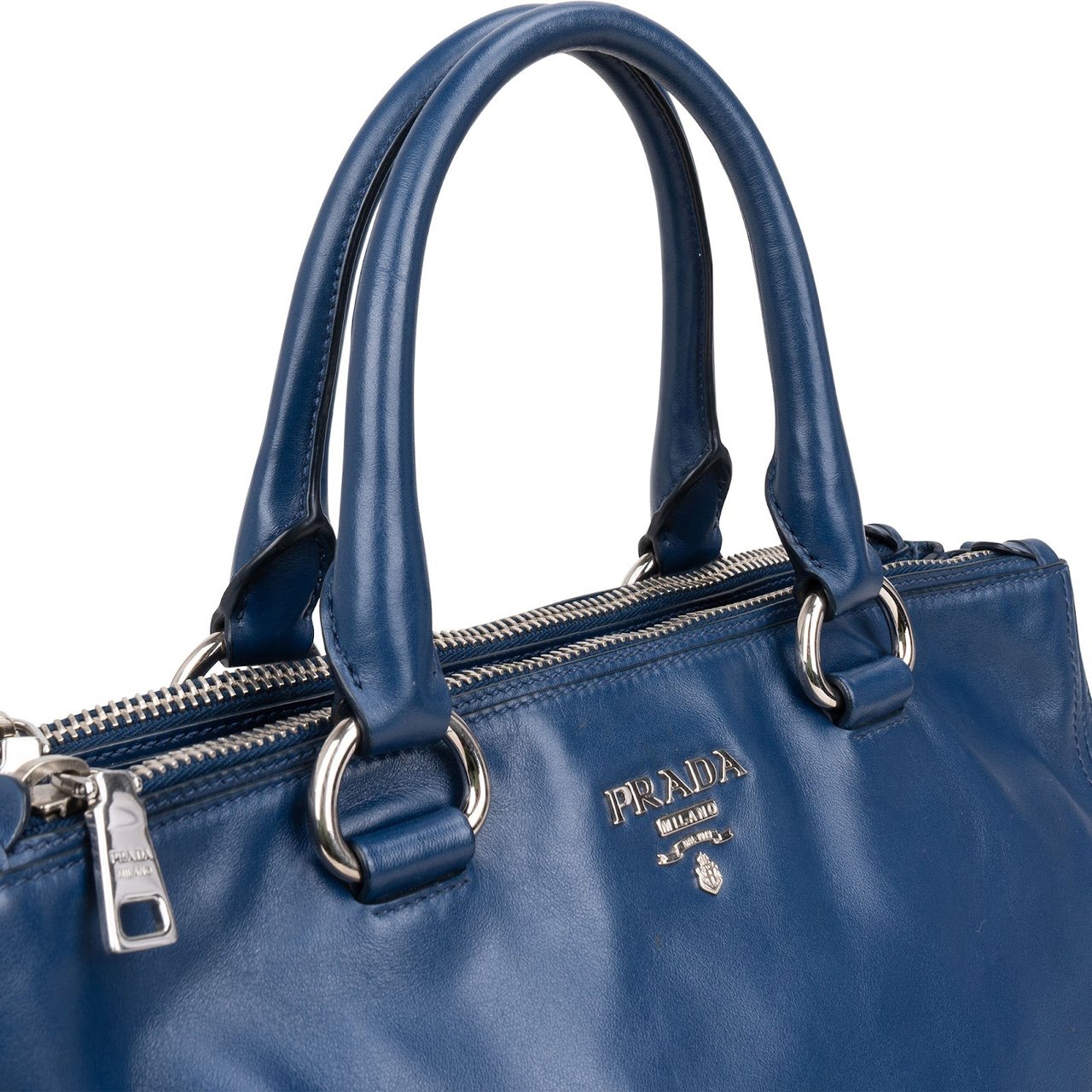 Prada Vitello Soft Leather Galleria Handbag Blauw