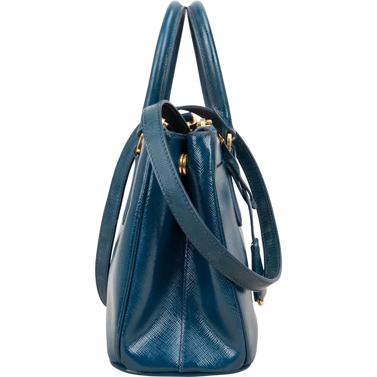 Prada Saffiano Vernice Galleria Handbag Blauw