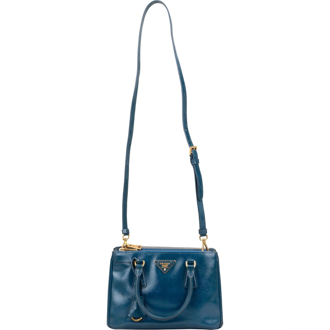 Prada Saffiano Vernice Galleria Handbag Blauw