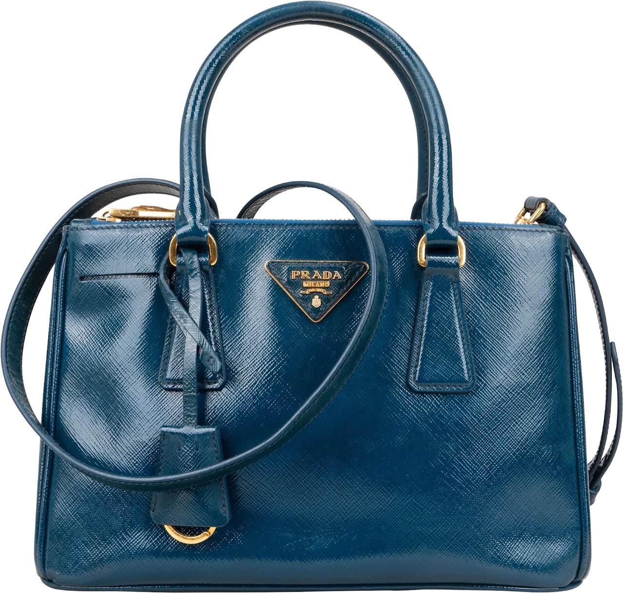 Prada Saffiano Vernice Galleria Handbag Blauw