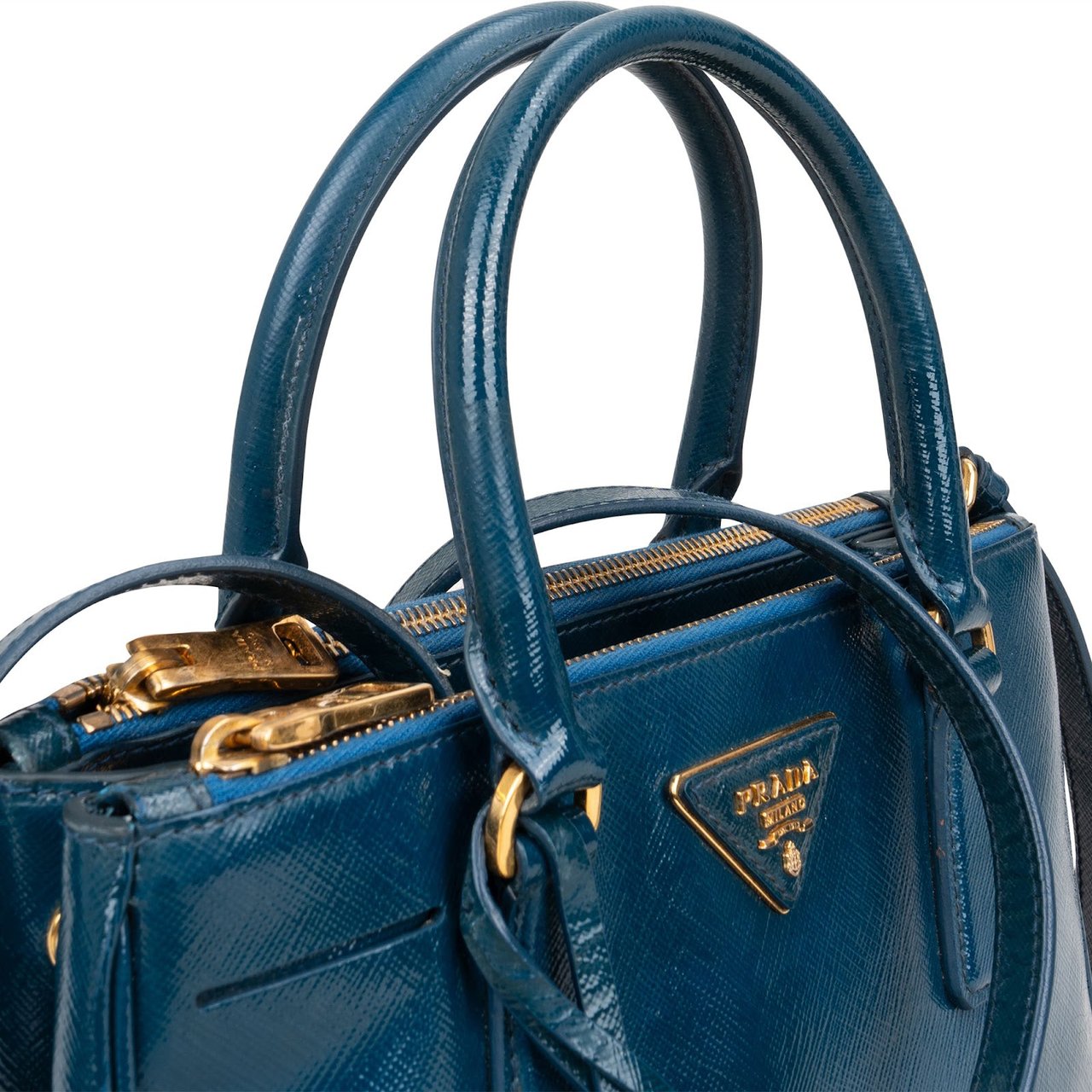 Prada Saffiano Vernice Galleria Handbag Blauw