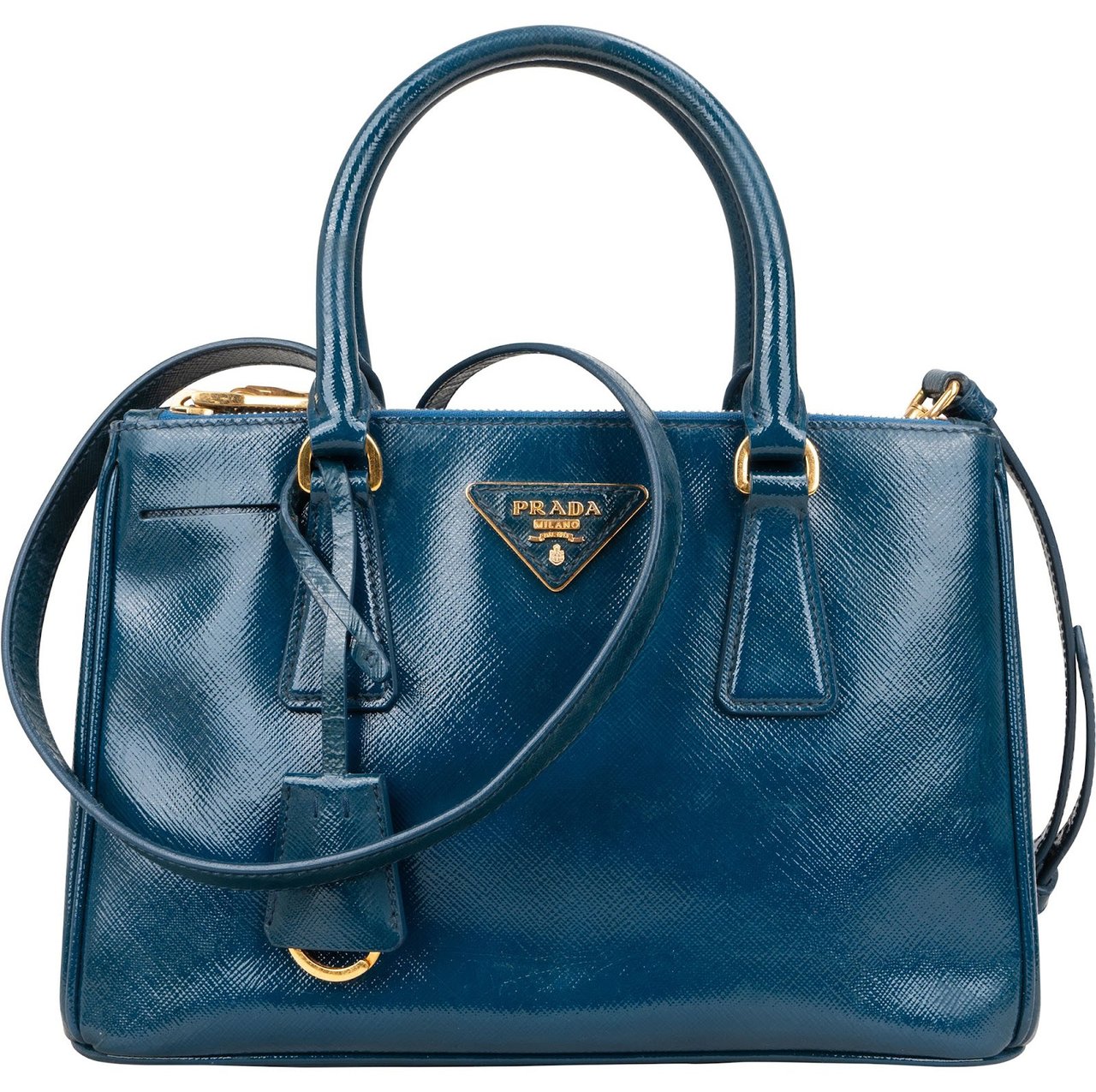 Prada Prada Saffiano Vernice Galleria Handbag Blauw