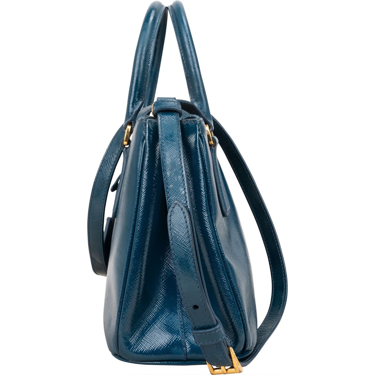 Prada Saffiano Vernice Galleria Handbag Blauw