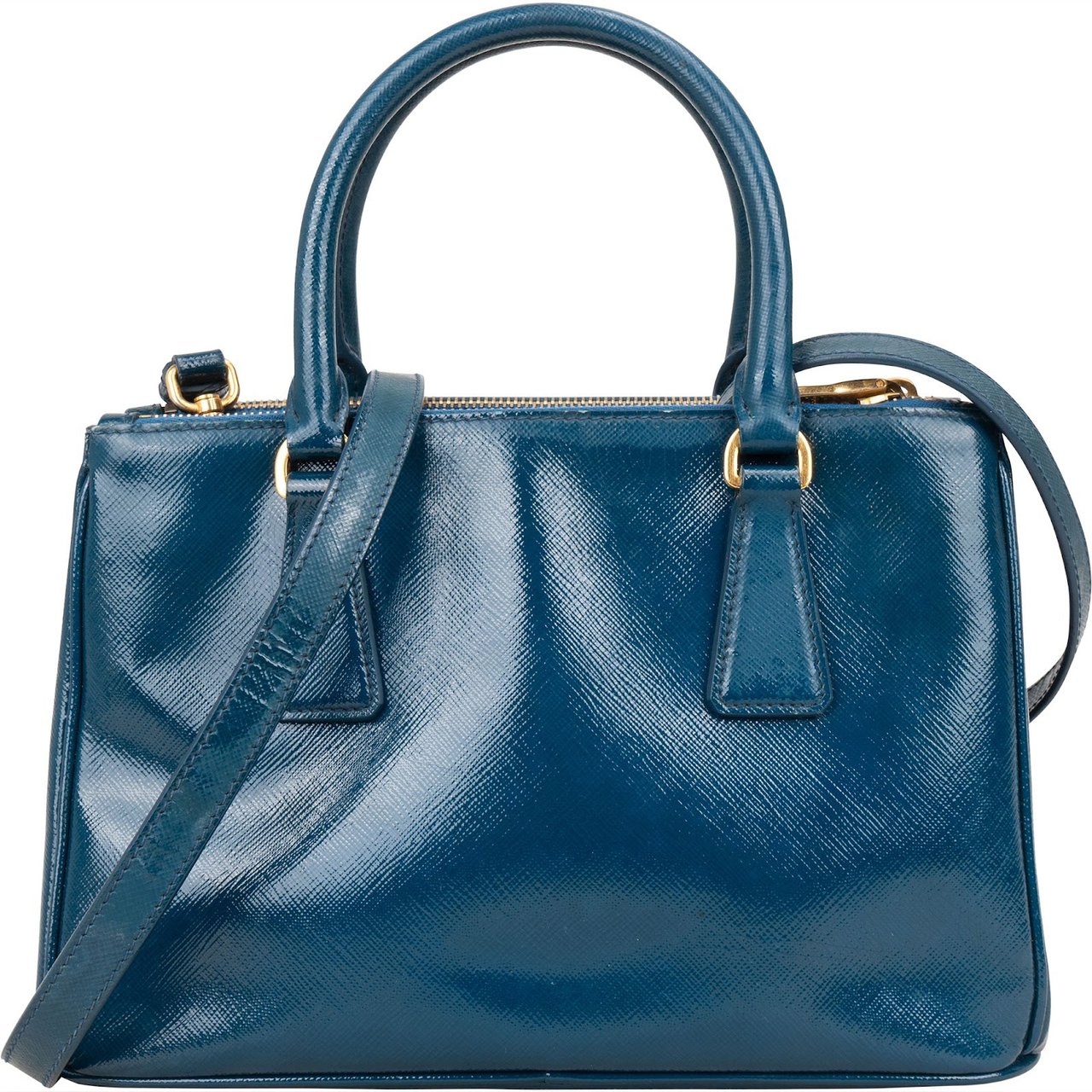Prada Saffiano Vernice Galleria Handbag Blauw
