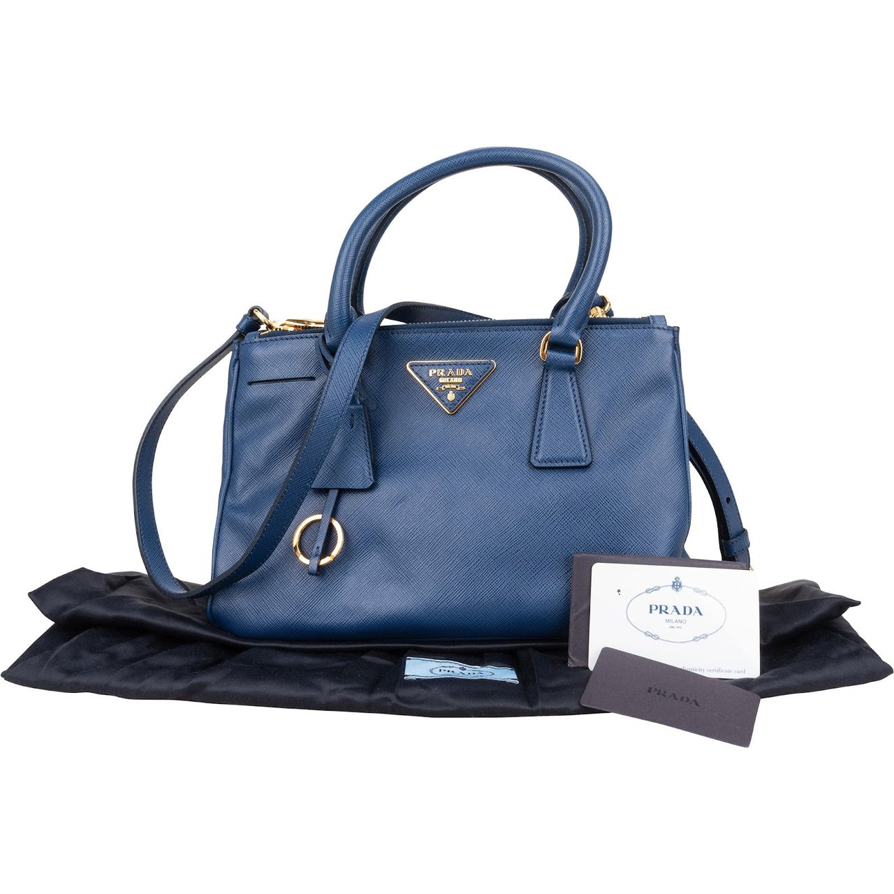 Prada Prada Saffiano Leather Small Galleria Handbag Blauw