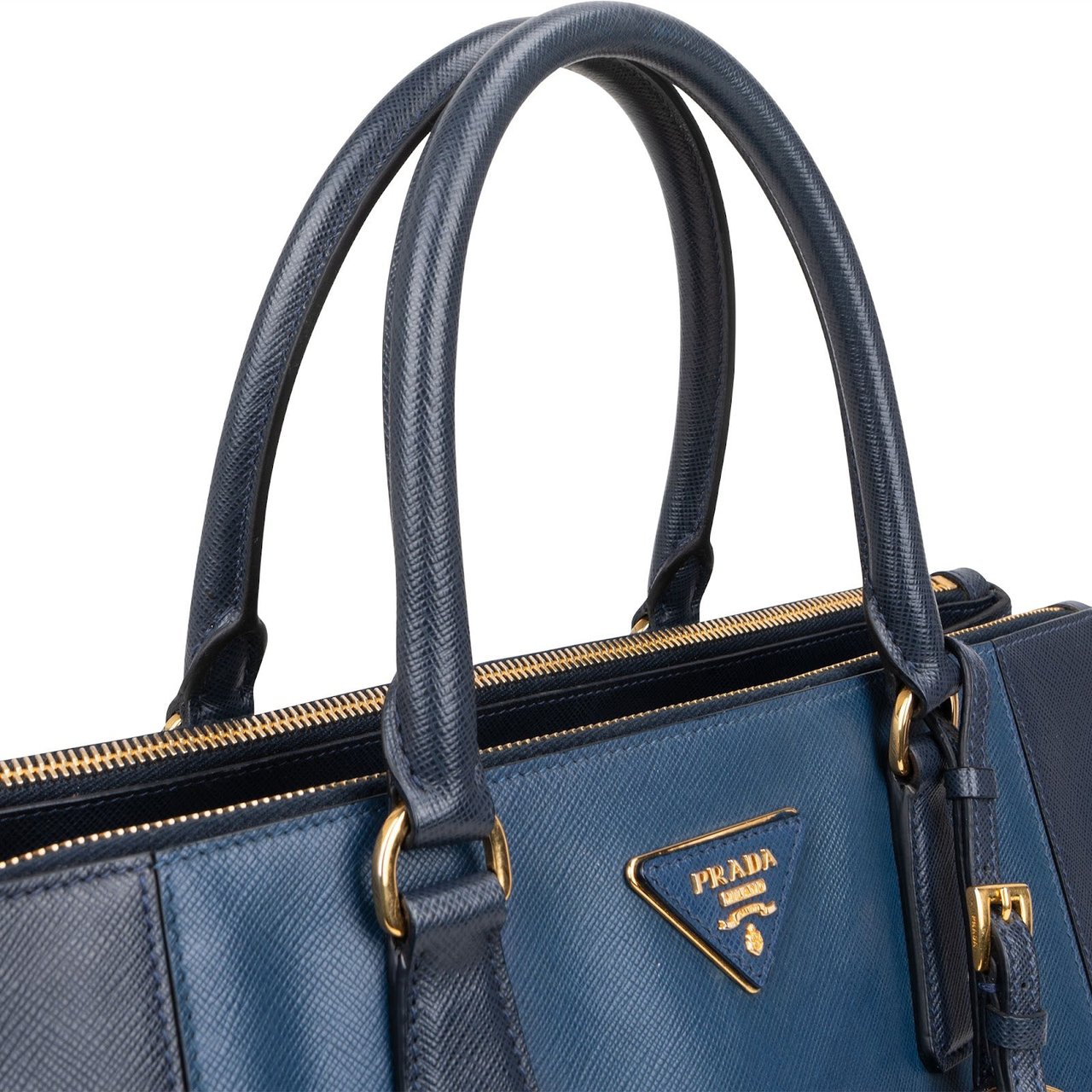 Prada Prada Bicolor Saffiano Leather Galleria Handbag Blauw