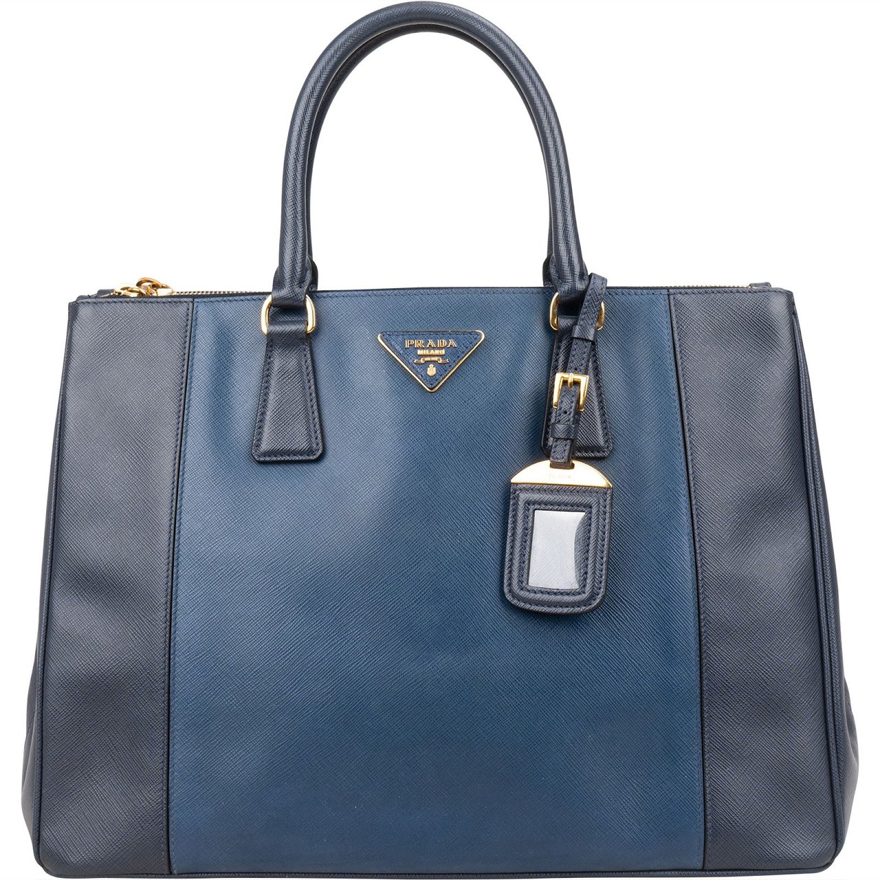 Prada Prada Bicolor Saffiano Leather Galleria Handbag Blauw