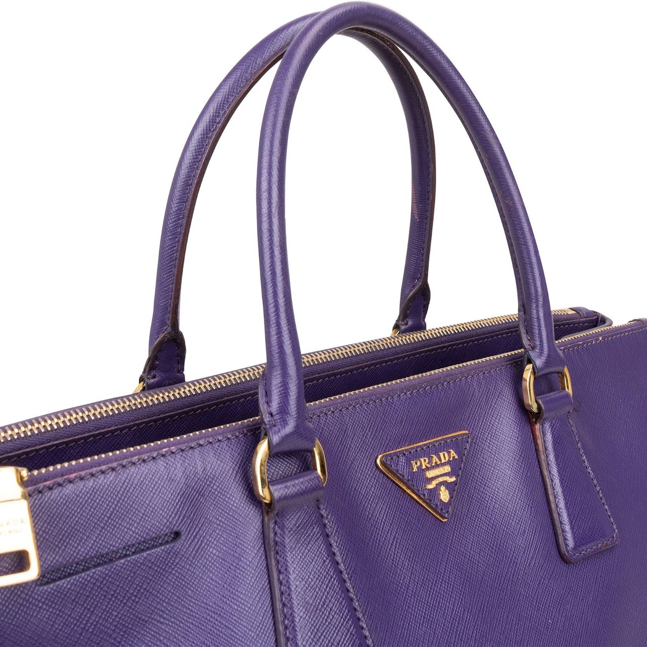 Prada Prada Purple Saffiano Leather Galleria Handbag Paars