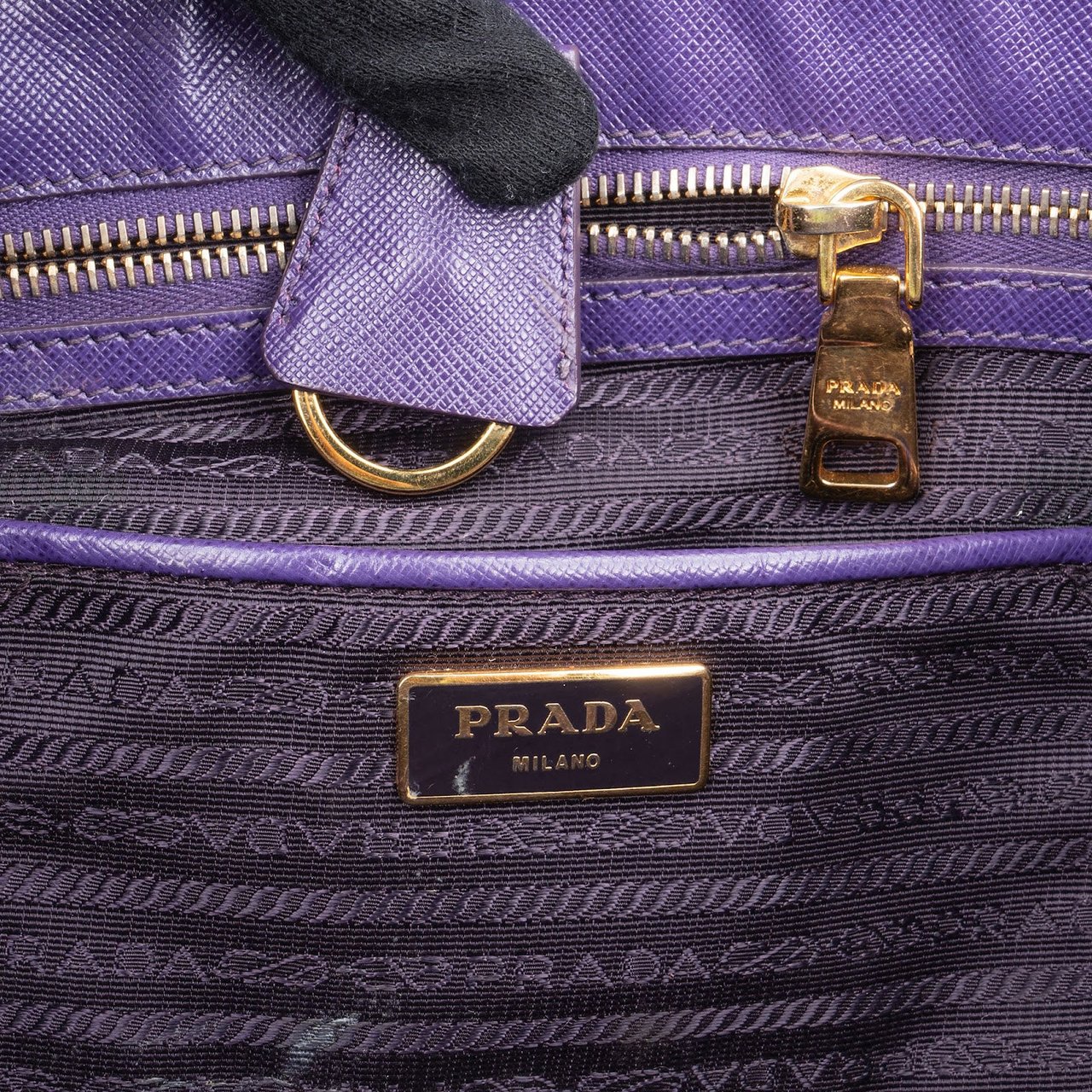 Prada Prada Purple Saffiano Leather Galleria Handbag Paars