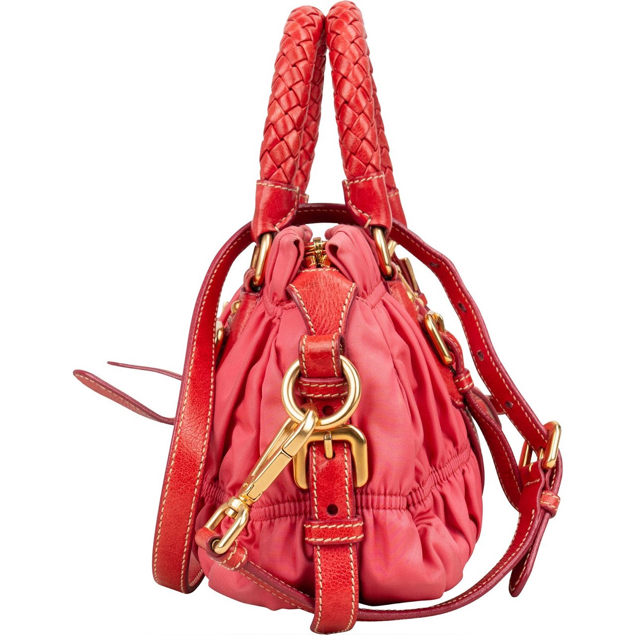 Prada Prada Tessuto Gauffre Satchel Handbag Rood