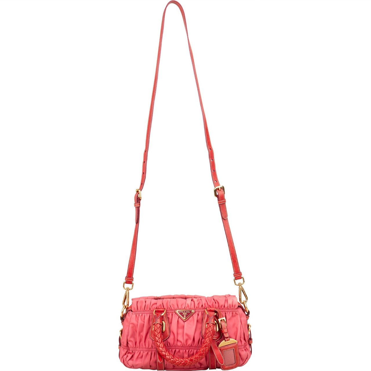 Prada Prada Tessuto Gauffre Satchel Handbag Rood