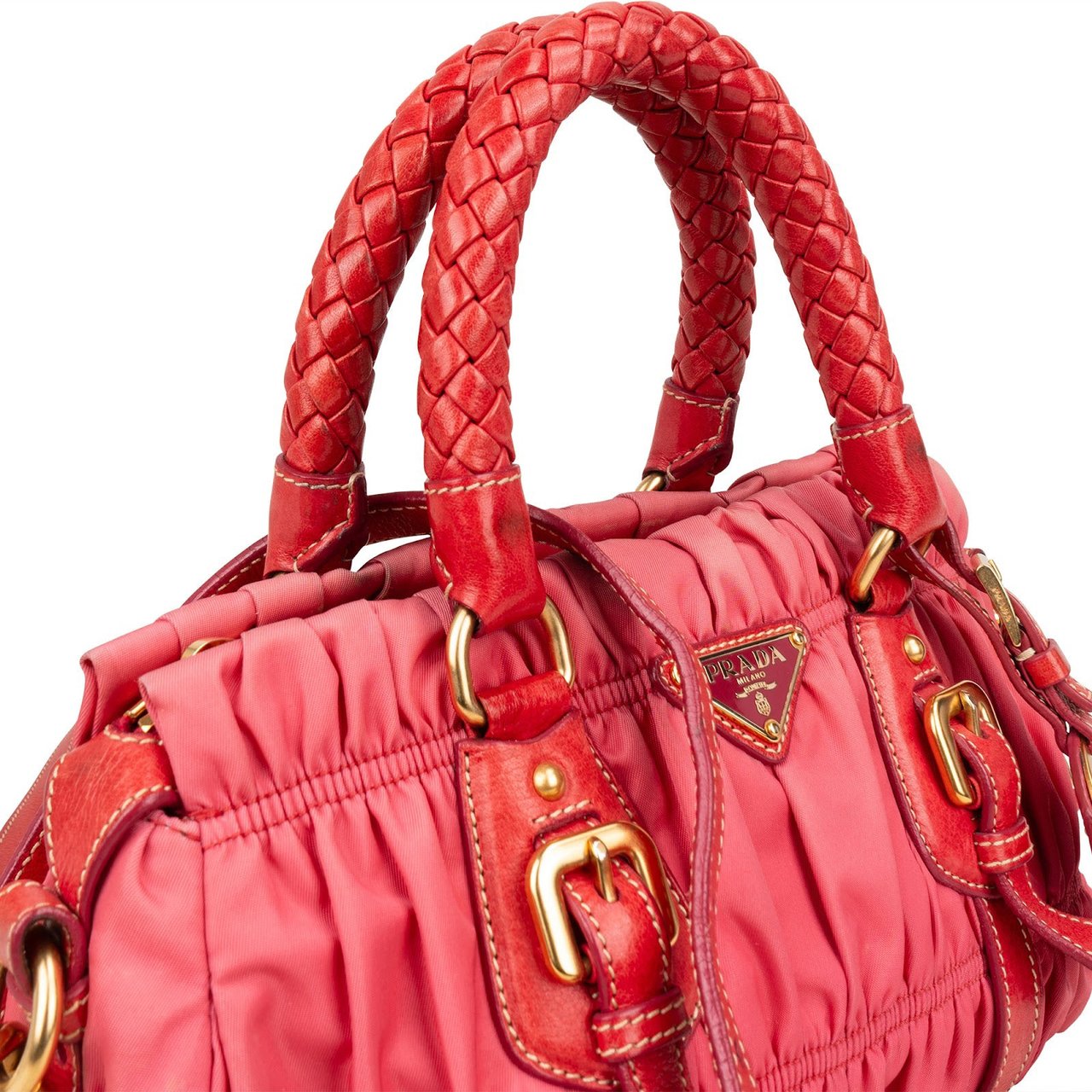 Prada Prada Tessuto Gauffre Satchel Handbag Rood