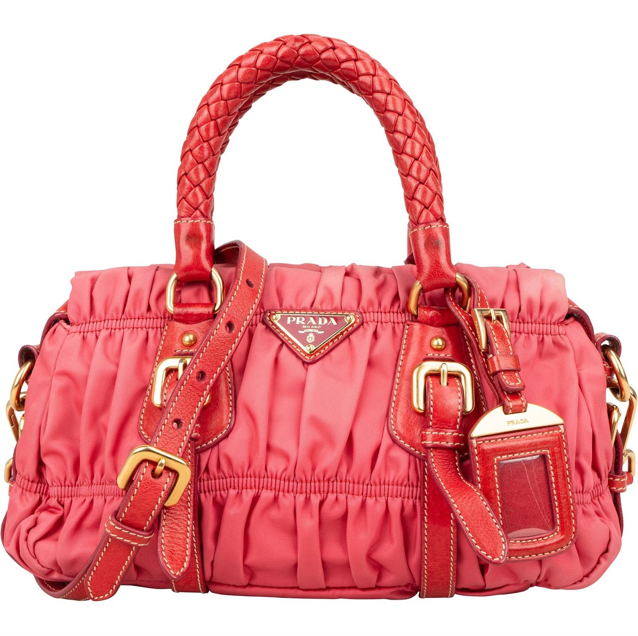 Prada Prada Tessuto Gauffre Satchel Handbag Rood
