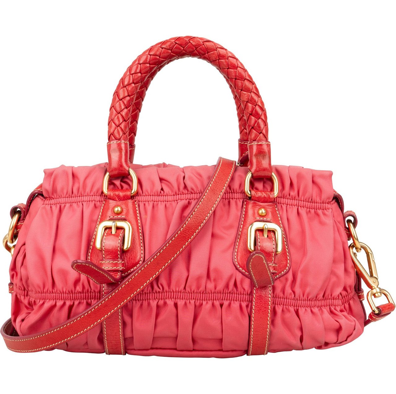 Prada Prada Tessuto Gauffre Satchel Handbag Rood